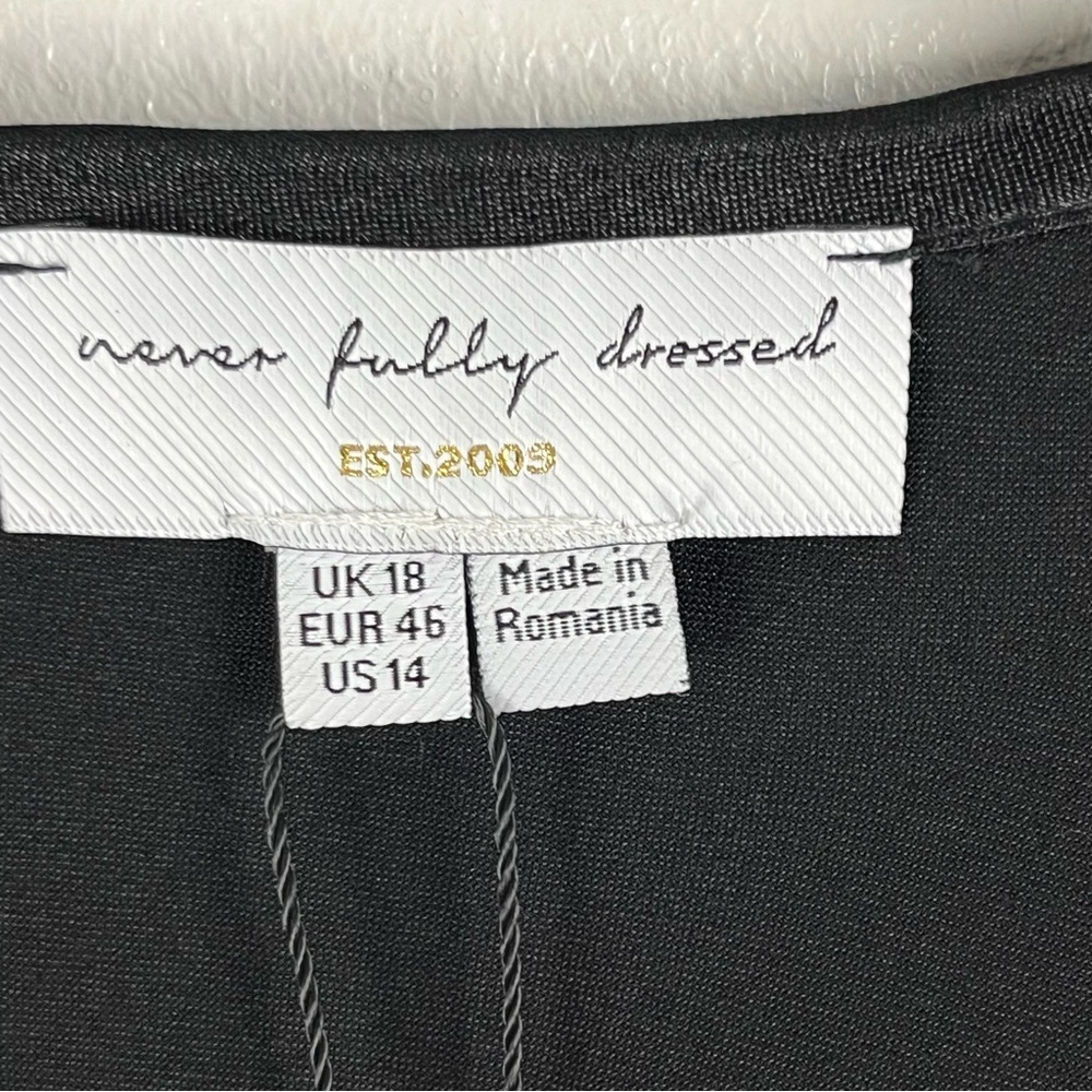 NEVER FULLY DRESSED Classic Black Front Tie Sleeveless Maxi Slip Dress, Size 14 - Picture 3 of 12